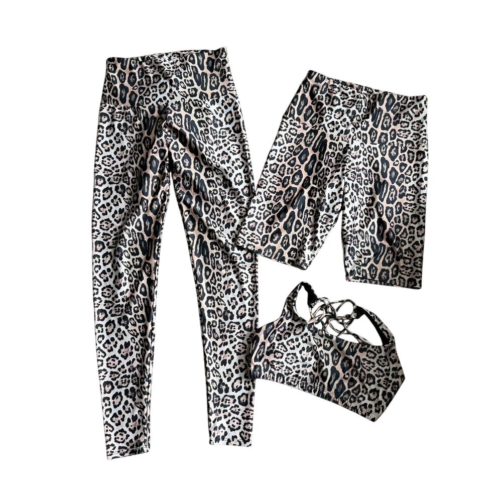 Onzie Leopard Print Activewear Set 3 Piece Women’s XS Matching Set